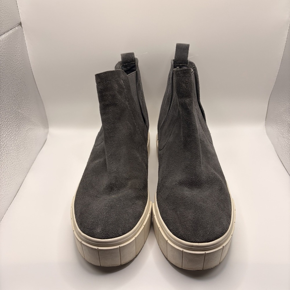 Dolce Vita Zable Womens 9 Gray Suede Leather Chelsea Platform Boots